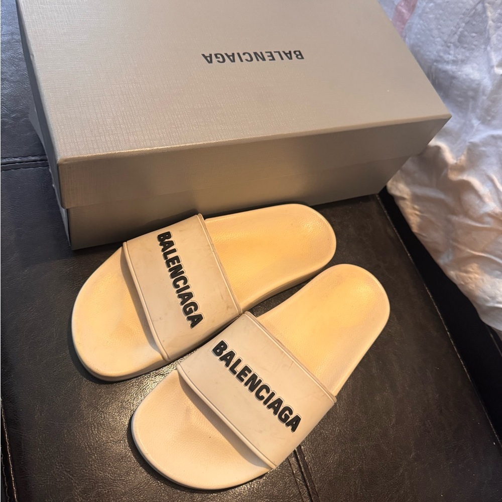 Balenciaga Cream Slippers